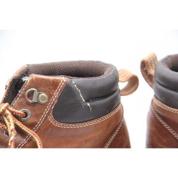 Tommy Hilfiger Boots Mens Size 11.5 Brown Leather Moc Toe Lug Distressed Ankle